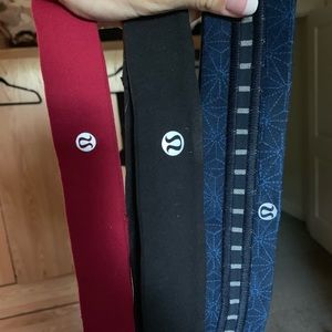 3 LULULEMON headbands (small hole in black one)
